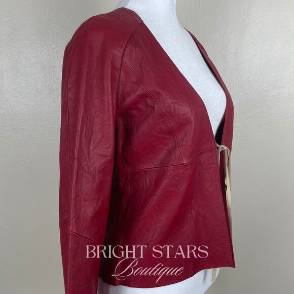 Rare Red Leather Jacket ASO Buffy the Vampire Slayer Tie Front Deadstock Vintage - Picture 12 of 13